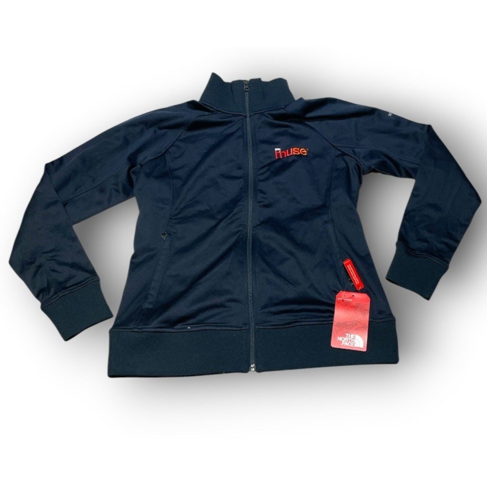 NWT The North Face Womens Large Blue Full Zip Track Jacket Embroidered My Muse